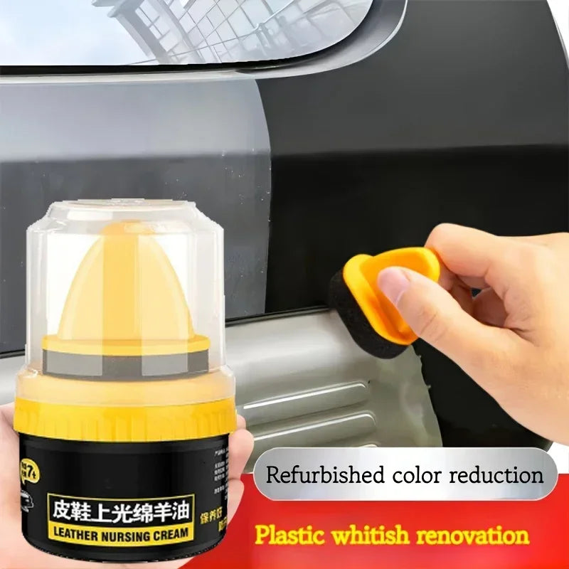 Car Leather Cleaning Cream Interior Seat Maintenance Care Oil with Sponge Brush Sofa Bags Shoes Back to Gloss Polisher Cleaner