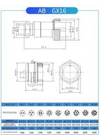 GX12 GX16 GX20 Waterproof Aviation Connector 2 3 4 5 6 7 8 9 10 12 15Pin M/F, 5/10/20 Sets for Industrial Machinery Panel Wiring