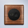 86x86mm Solid Wood Embedded Power Outlet - Childproof EU/RU/FR Socket, Fireproof Vintage Panel for Industrial & Villa Use