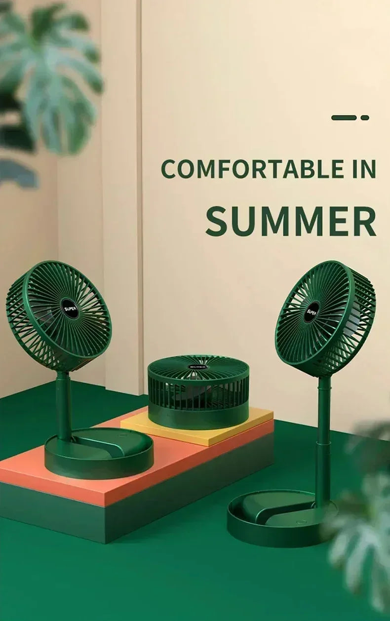 Retractable Small Electric Fan USB Charging Portable Foldable Mini Fan High Duration Low Noise for Home Office Amagi