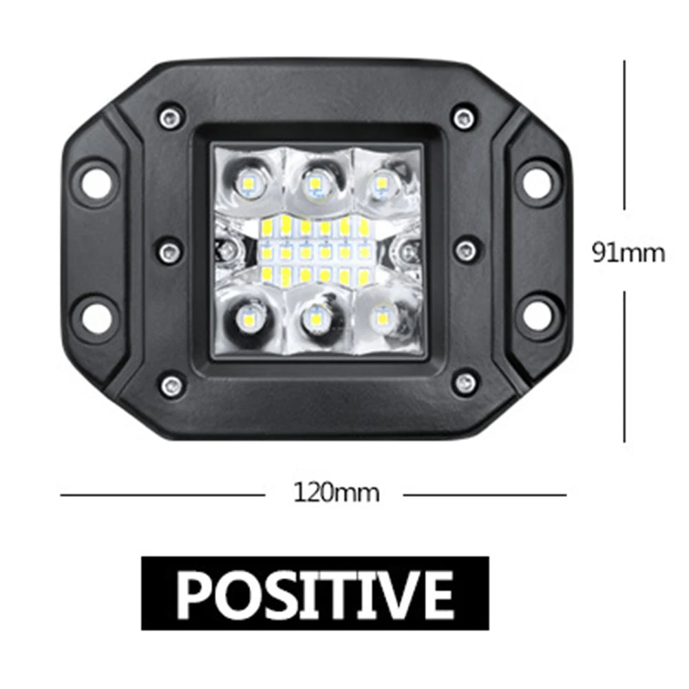 Car LED Work Light Flush Mount Bar OffRoad 12V 24V Spot Flood LED Light Bar LED Daytime Running Lights Car Tuning Accessories