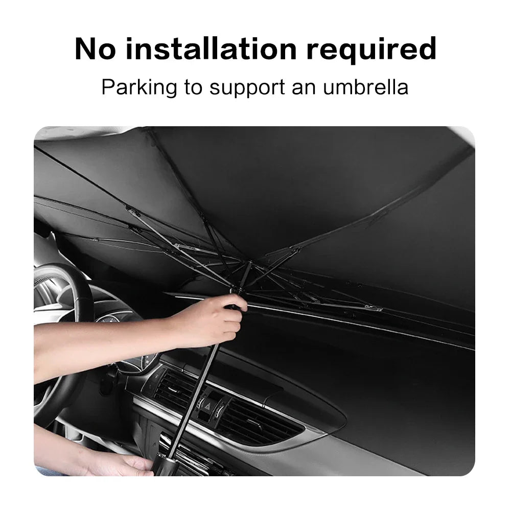 Folding Car Windshield Sunshade Umbrella | Summer UV Protection Front Window Parasol | Easy Storage Amagi