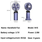 Car 3 in 1 Portable Fan Handheld Neck Desk Fan 5 Speed Digital Display Ultra Quiet Makeup Fan for Women Desktop Clip Office Amag