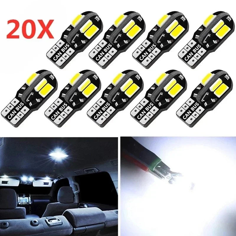 10/20PCS W5W T10 LED Bulbs Canbus 5730 8SMD 12V 6000K 194 168 LED Car Map Dome Lights Parking Light Auto Signal Lamp Amagi