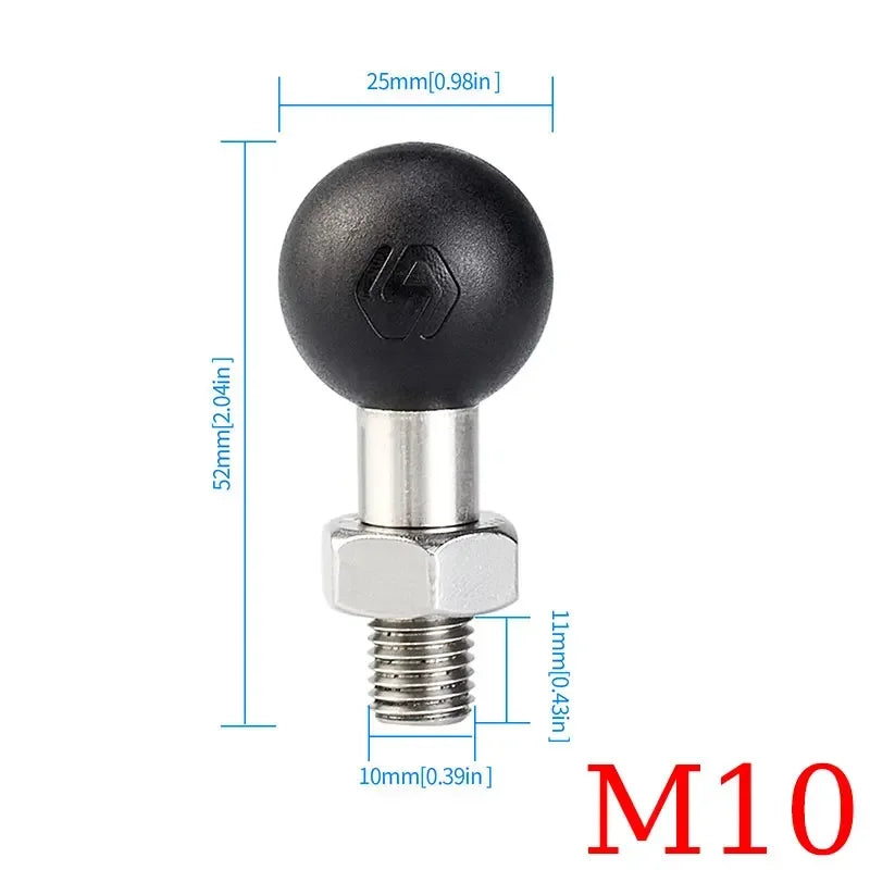 Ball Head Mount Adapter M8 M10 M6 Screw Post Bracket Phone Holder Electric Motorcycles Bike Mirror For RAM Mount Amagi