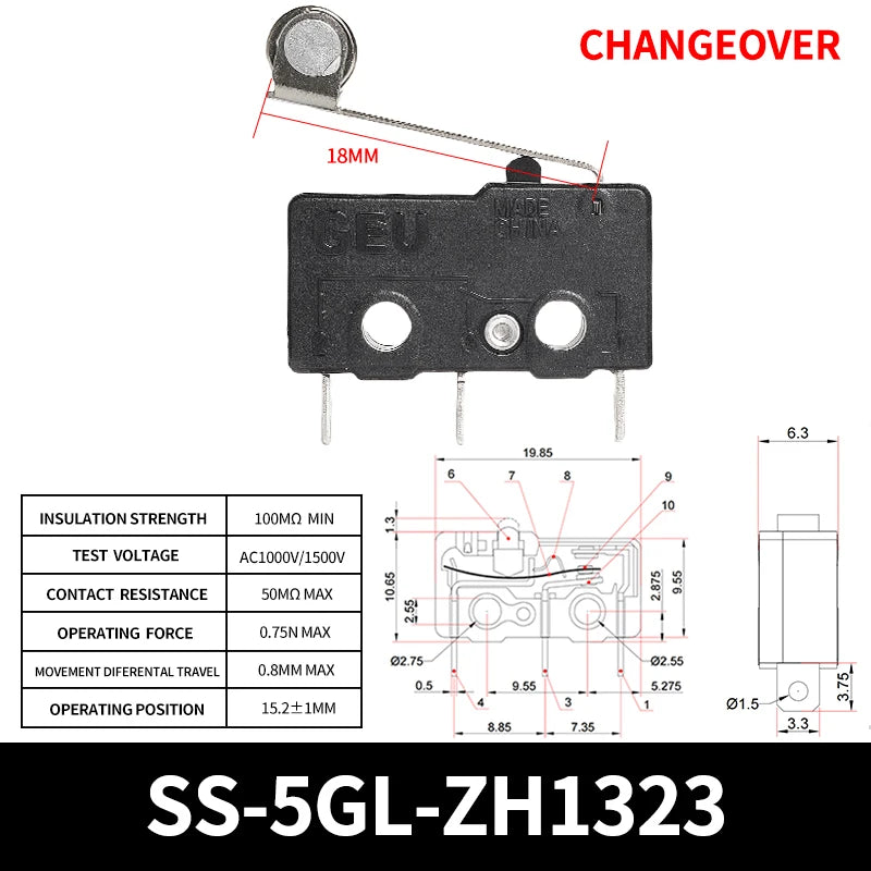 10/50/100Pcs Micro Limit Switch SPDT Snap Action, 5A 250V Mini Switch for Home Appliance, Control Circuit, DIY Projects