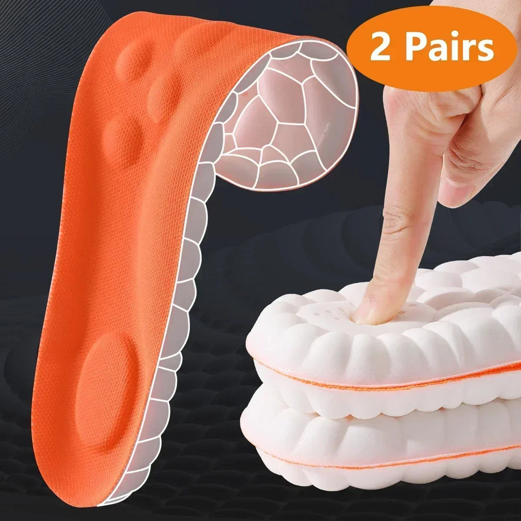 1/2 Pairs 4D Cloud Technologyt High Elasticity Sports Deodorant Insoles for Shoes PU Sole Breathe for Feet Men Running Insole