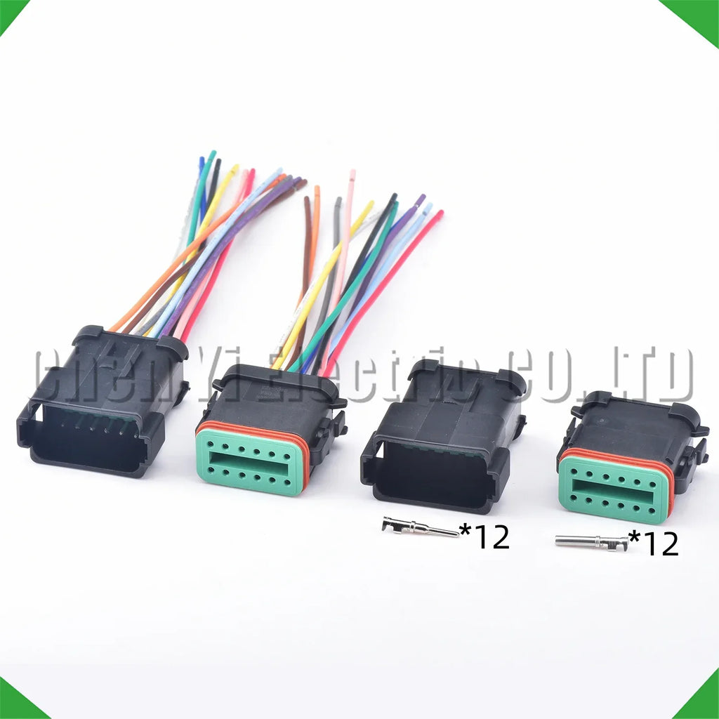 12 pin black dt automotive connectors wire harness plug for deutsch dt06-12s dt04-12p d...