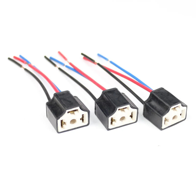1PC H4 Three Holes Ceramic Wire Wiring Car Head Light Bulb Lamp Harness Socket Plug Hot Sale Auto h4 connector plug car products