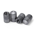 4pcs/pack Creative Skull Head Logo Car Tire Valve Caps - Aluminum Alloy Valve Core Cover with Sealant Pad Accessories Tools New