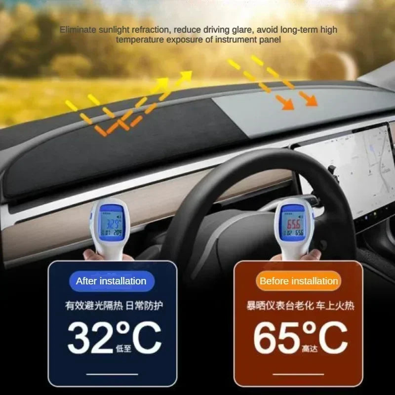 Model3 Highland 2024 Suede interior Accessories For Tesla Model 3 Y 2022 Dashboard Panel Pad Dash Board Sunshade Protector Cover