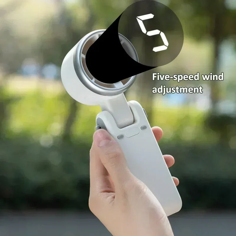 Car Portable Mini Fan 3600mA Rechargeable Battery USB Foldable Handheld Fan Turbo Bladeless Small Pocket Fan for Outdoor Amagi