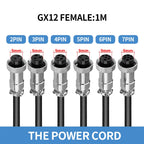 1PCS GX12 Auto Waterproof Connectors 2-7 Pins with Power Cable Line Socket Plug—Suitable for Industrial Machinery and Equipment