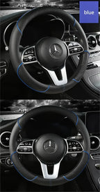 38 Cm/15 Inches Universal Car Faux Leather Steering Wheel Cover Sweat-absorbent And Breathable Handle Interior Upgrade New Amagi