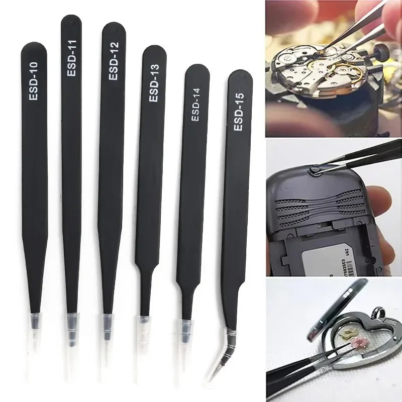 Anti-Static Stainless Steel Tweezers Precision Maintenance Industrial Electronic Repair Tool Car Body Sheet Metal Repair Tools