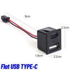 Dual USB-C Flush Mount Car Charger Socket – 5V 2A Snap-In Panel Connector