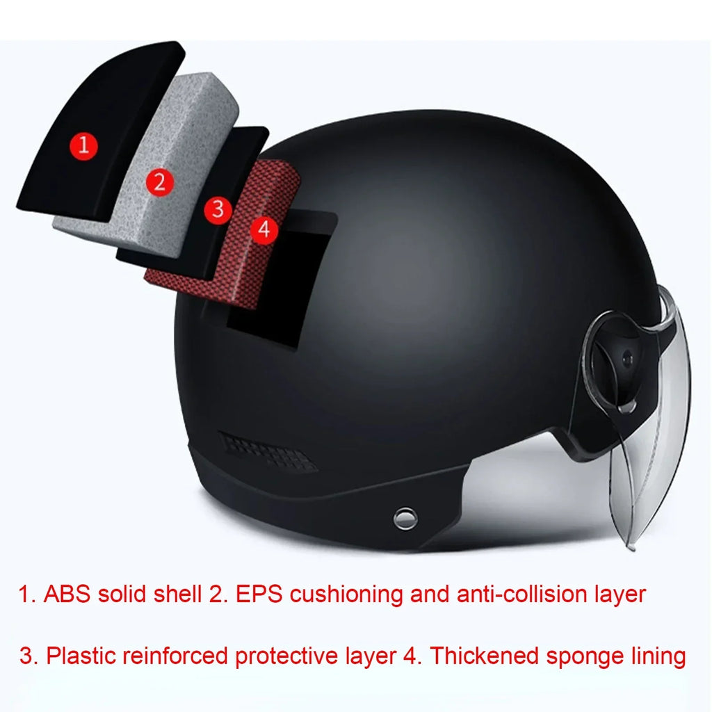 Electric Bicycle Motorcycle Dot Certified Electric Vehicle Helmets Men Women Four Seasons Sun Protection Lightweight Half E-bike