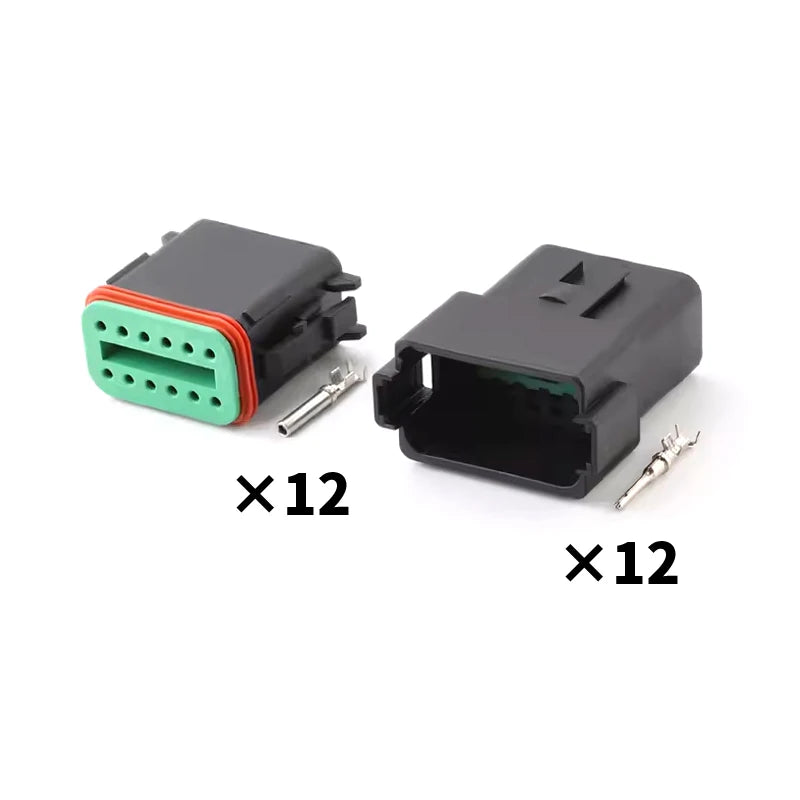 DT06-2S/DT04-2P Deutsch black connector Automotive waterproof wiring harness plug 12PB connector rubber shell with terminal