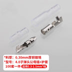 100set of 4.0 male and female bullet heads with protective sleeves, brass natural-color tin-plated docking bullet heads, male