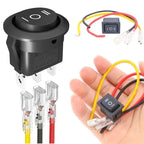 1/2PCS 12V Round Rocker Switch DC SPDT Circle Toggle Switch with Wires for Auto Marine Boat Switches Modified 3 Pin ON Off ON