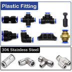 Pneumatic Push-In Tube Fittings – 4/6/8/10/12mm OD, Multiple Types: Straight Union, Elbow, Tee, Male Thread, Quick-Connect