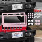 Bling Crystal License Plate Frame Luxury Car Frame Plate with Button Diamond Car License Plate Frame Cover for Women-2 Pack