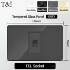 T&I Wall Switch Sockets with USB-C Fast Charging - Italy Socket, Chile Schuko Outlet & Tempered Glass Panel for Home Use