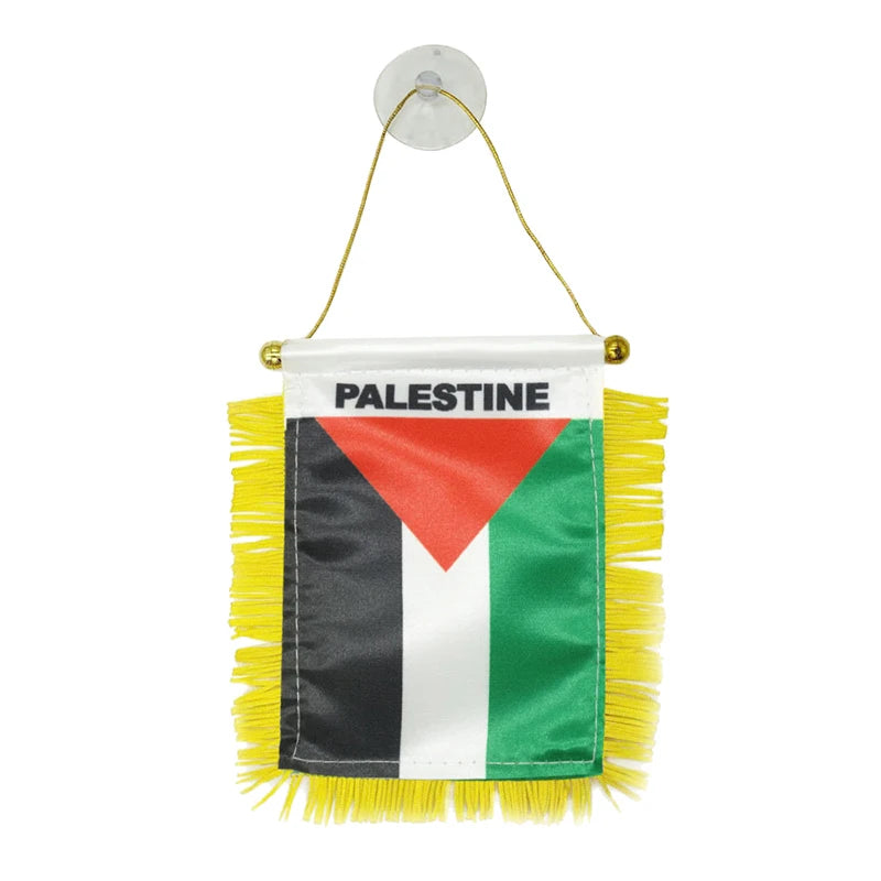 1Pcs Palestine Small Hanging Flag Double Sided Tassel With Sucking Disc Car Windows Decoration Hanging Flag Mini Pennant