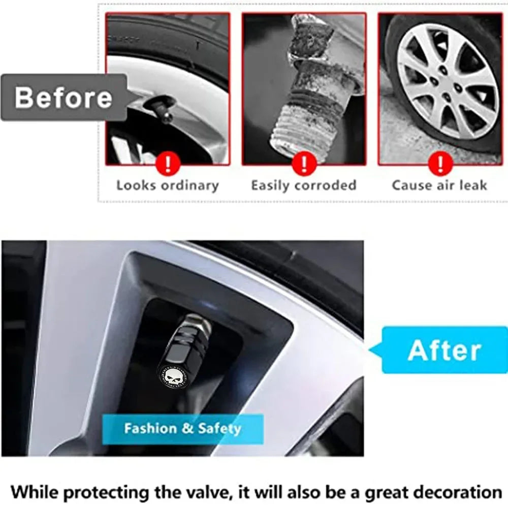 4Pcs Tire Valve Stem Caps, Universal Car Wheel Air Valve Dust Proof Covers for Cars, Trucks, SUVs, Bikes and Motorcycles Amagi