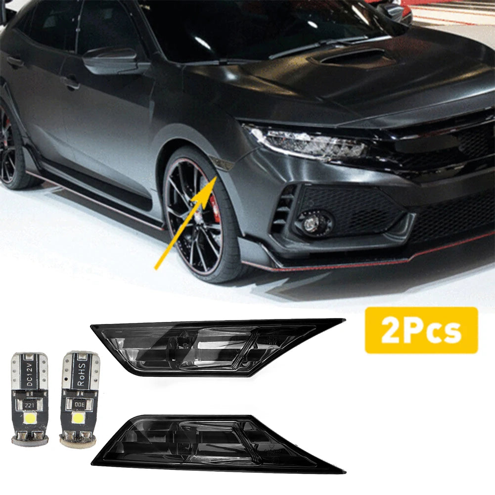 2 Pcs Turn Signal  Light For Honda Civic 2016 To 2021 Turn Signal Width Light Modified  Black With LED Bulb