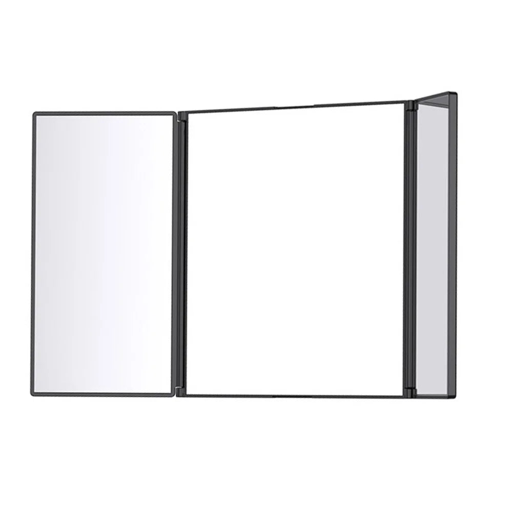3-Way 360-Degree Folding Mirror For Haircuts Shaving & Makeup Convenience Foldable Car Cosmetic Mirror  Large Screen