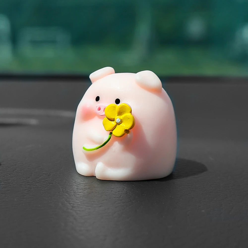 Car Mini Pig Ornaments Auto Center Console DIY Decoration Pendant Cartoon Resin Piglet Home Figurines Miniatures Desktop Decor