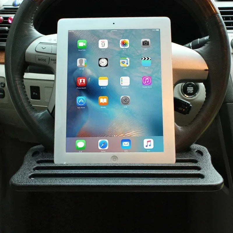 Steering Wheel Tray Table Deluxe - Multifunctional Car Storage Rack With Card Table Functionality - Durable Plastic Construction