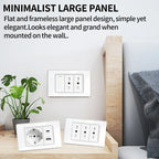 118x75mm Type-C Fast Charging Wall Socket Italy & Chile Schuko Outlet - Tempered Glass Panel Modern Design -Type Switch