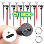 1-5pcs 2-Pin Type-C Connector with Female Socket Fast Charging Jack Waterproof USB Charging Port USB-C Charger Plug and Socket
