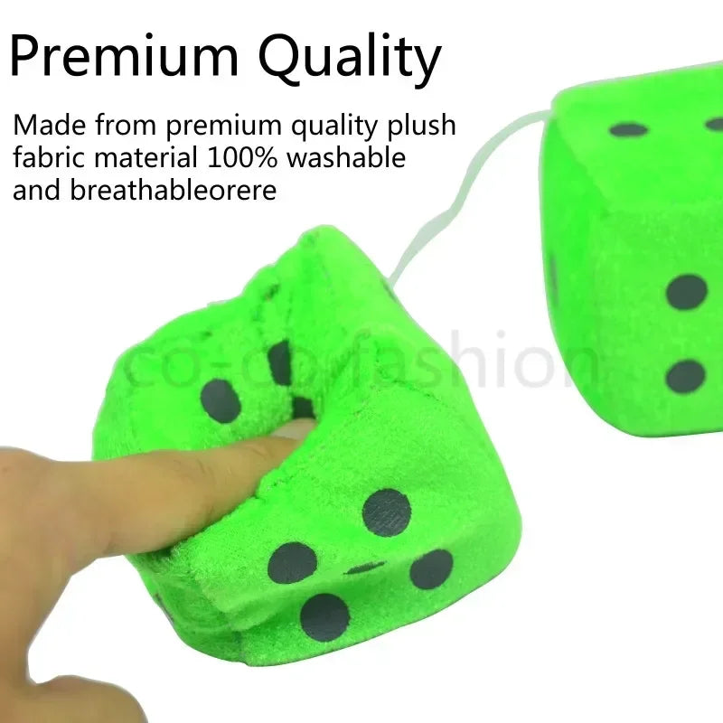 2pcs Fuzzy Plush Dice With Dots Square Hot Stamping Dot Dice Hanging Mirror Cube Pendant Car Ornament Sieve Anime Car Amagi