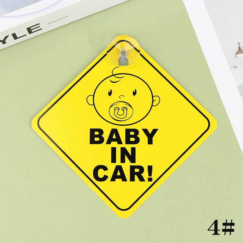 1PC Baby On Board Sign with Suction Cup Car Window Yellow REFLECTIVE Warning Sign 12CM Safe Driving Accesorios