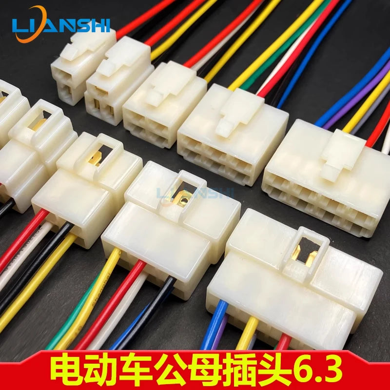 Two-hole plug for automotive wiring harness connectors, 3-core 6-pin male and female connectors for electric motorcycles DJ7021-