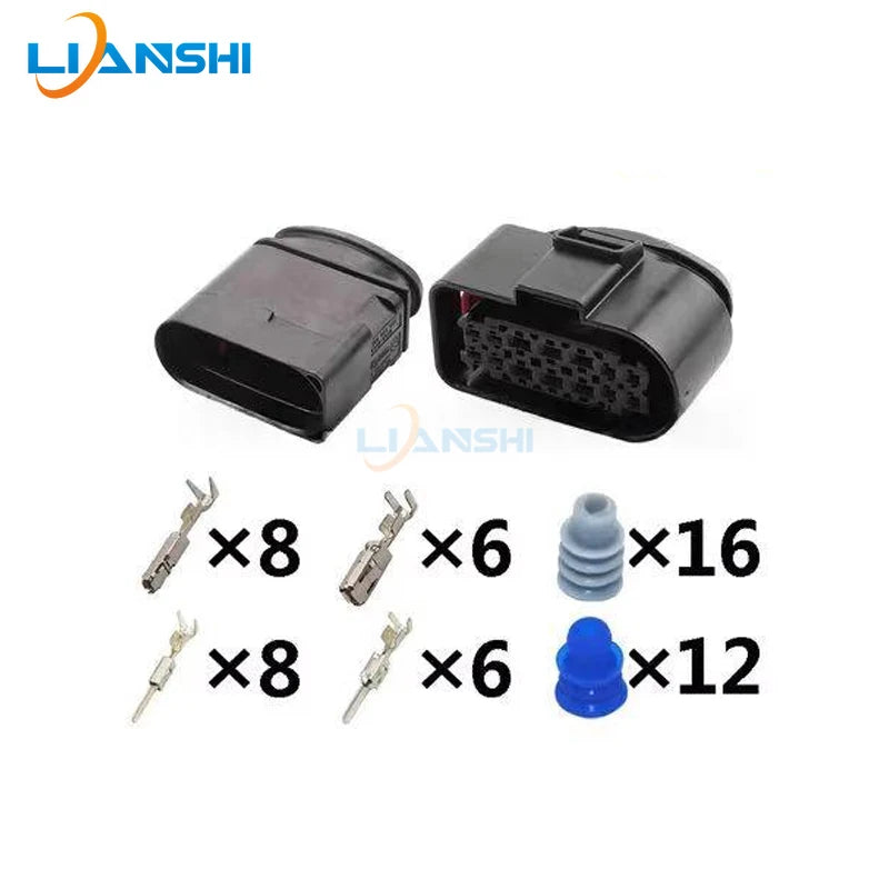 14P is suitable for Volkswagen Audi xenon LED headlight cabin wiring harness plug 3C0973837, male and female 3C0973737