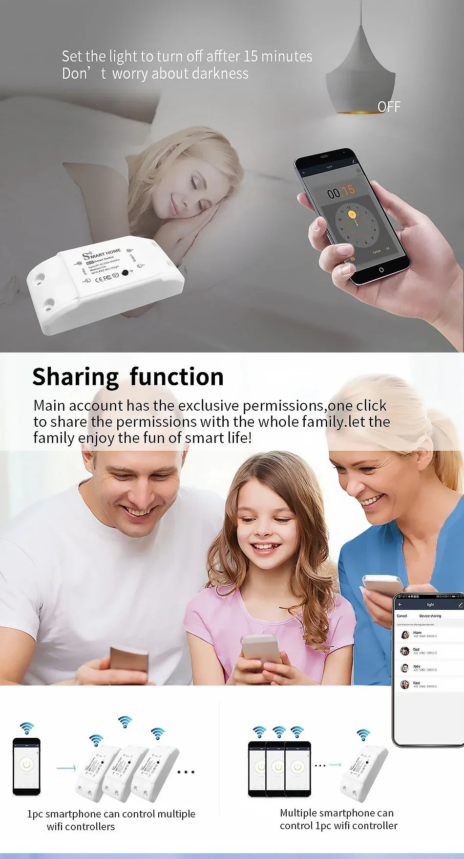 Tuya WiFi Smart Switch Module 1-5PCS - Alexa/Google Home Compatible LED Controller with Smart Life App for Remote Light Control