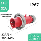 1PCS 4Pin 32A-3h Refrigerated and Refrigerated Container  Industrial Plug Quad Marine Four Hole Connector Socket 380-440V MN3412