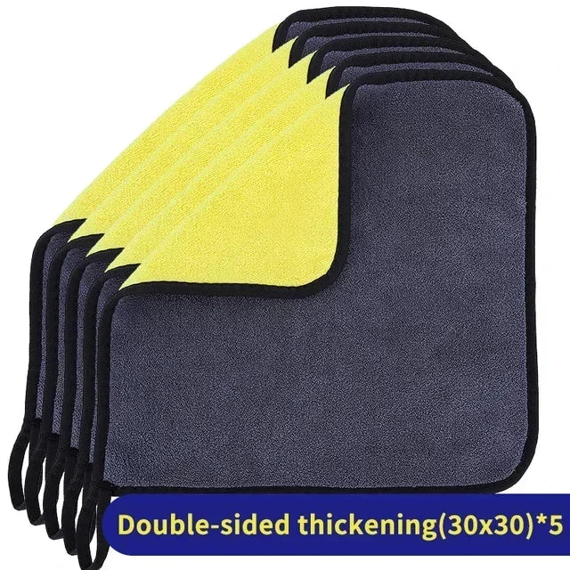 Microfiber Cleaning Towel Thicken Soft Drying Cloth Car Body Washing Towels Double Layer Clean Rags Car Accessories Amagi