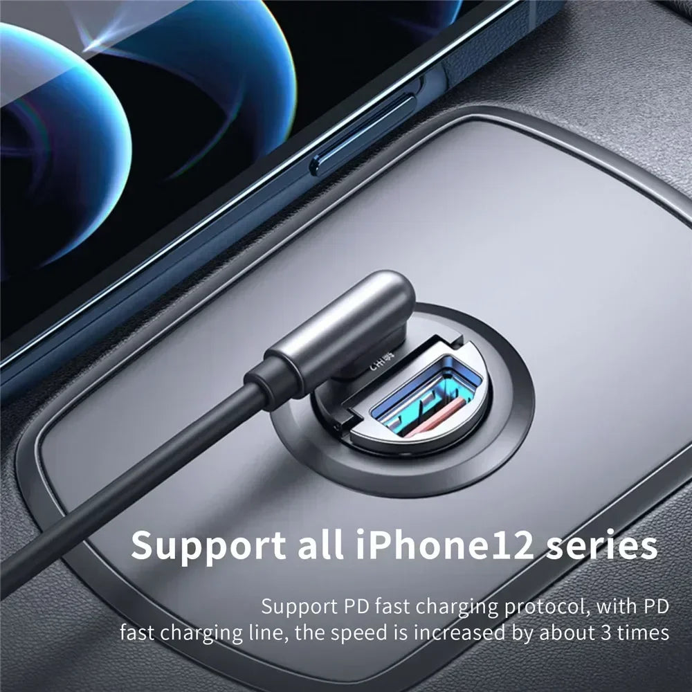 200/100W Mini Dual Ports USB Car Charger Lighter Fast Charging Phone Charger Adapter for IPhone 13 12 Xiaomi Huawei Samsung Amag