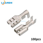 100pcs 6.3 Automobile wiring copper terminal 250 spring terminal height 0.4 thick copper tinned DJ622-D6.3C