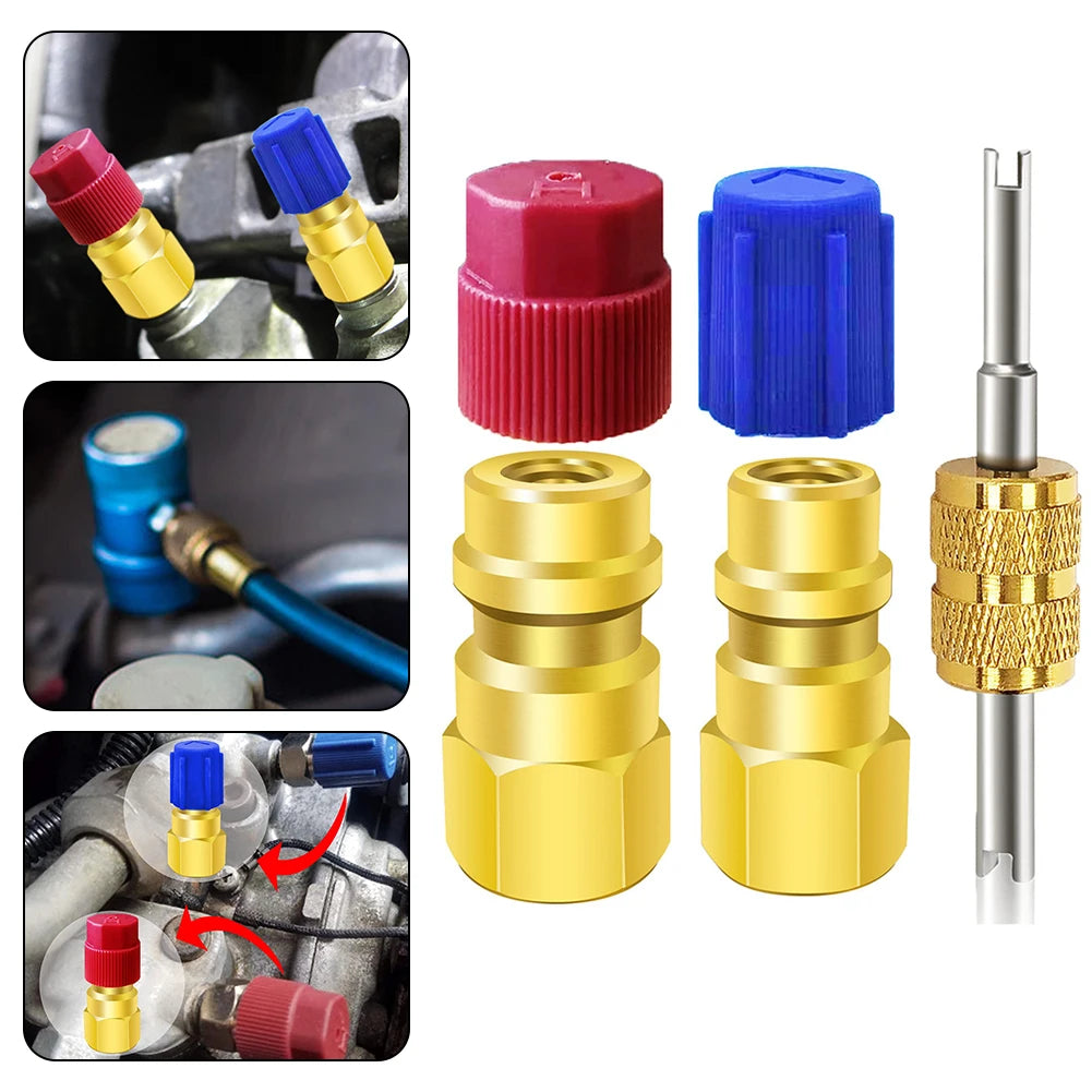 1 Pc R12 To R134a Conversion Kit  Air Conditioner Filling Valve Fittings Port Adapter Retrofit Quick Disconnect Couplers