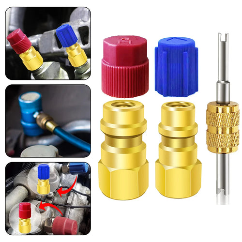 1 Pc R12 To R134a Conversion Kit  Air Conditioner Filling Valve Fittings Port Adapter Retrofit Quick Disconnect Couplers