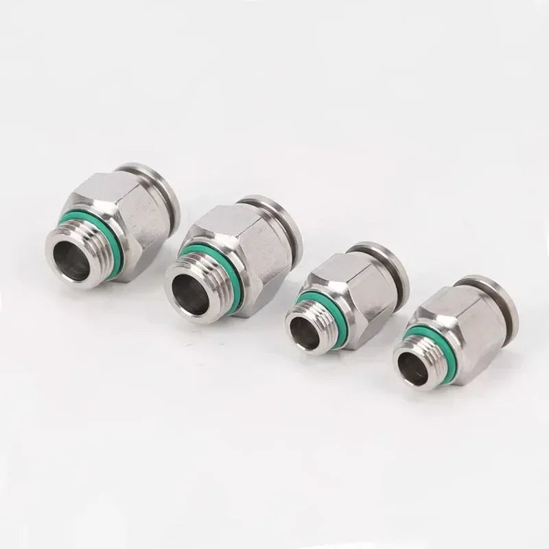Stainless Steel PC-G Pneumatic Push-In Fitting, Straight Male G Thread Air Tube Connector for Air Compressor & Pneumatic Systems