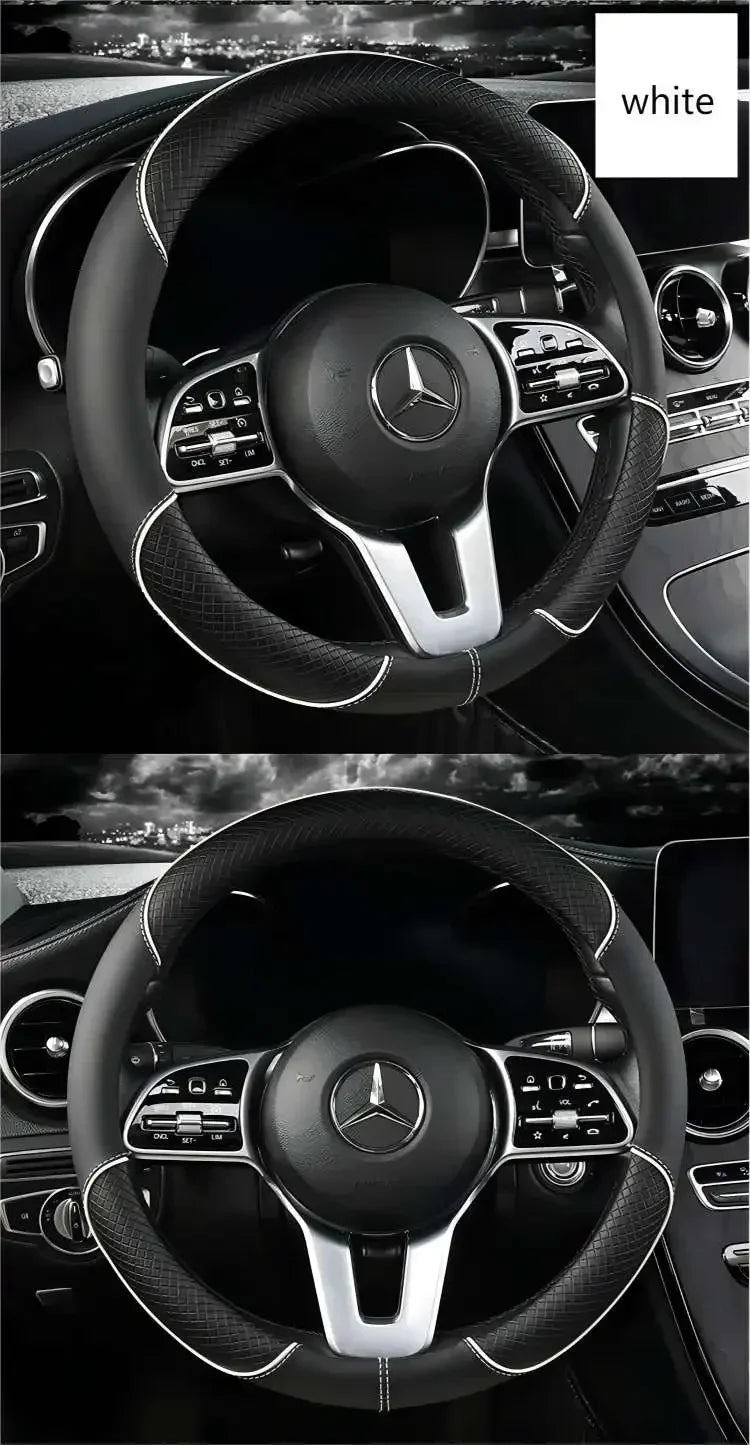 38 Cm/15 Inches Universal Car Faux Leather Steering Wheel Cover Sweat-absorbent And Breathable Handle Interior Upgrade New Amagi