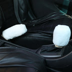 2Pcs Car Handbrake Grip Covers Gear Shift Knob Cover Handle Plush Sleeve Winter Soft Warm Hand Brake Interior Gear Shift Collars