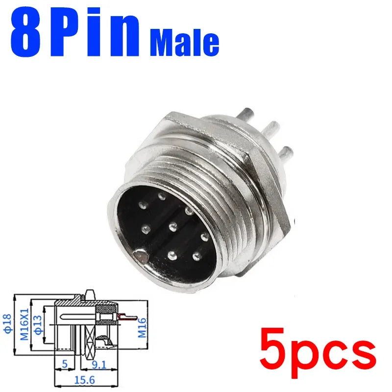 5Pcs GX16 Aviation Connector 2/3/4/5/6/7/8/9/10 Pin Male Plug Female Socket 16mm Wire Panel Mount Nut Type Circular Adapter